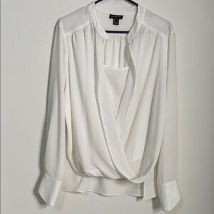 Chic White Draped Blouse by [Brand]